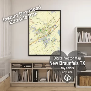 New Braunfels Texas US editable layered PDF Vector Map New Braunfels Texas US editable layered PDF Vector Map