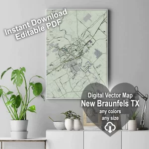 New Braunfels Texas US editable layered PDF Vector Map New Braunfels Texas US editable layered PDF Vector Map