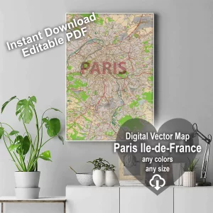 Paris Ile de France editable layered PDF Vector Map Paris Ile de France editable layered PDF Vector Map