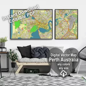 Perth Australia editable layered PDF Vector Map Perth Australia editable layered PDF Vector Map