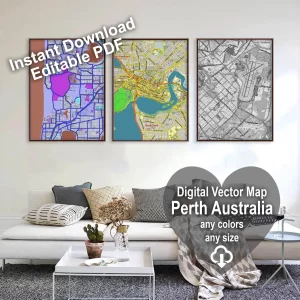 Perth Australia editable layered PDF Vector Map Perth Australia editable layered PDF Vector Map