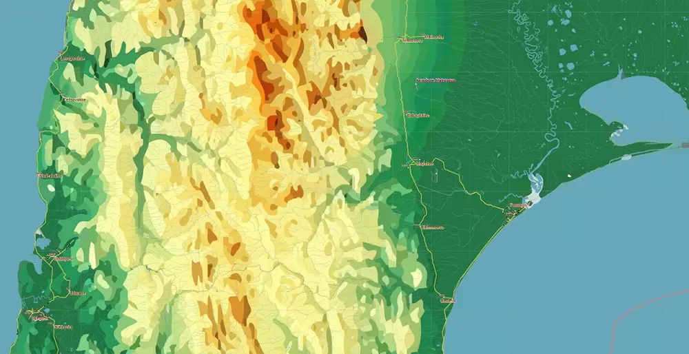 Sakhalin Island Russia Vector Map (Roads, Relief, Water) Editable Layered Adobe Illustrator
