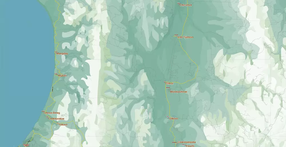 Sakhalin Island Russia Vector Map (Roads, Relief, Water) Editable Layered Adobe Illustrator
