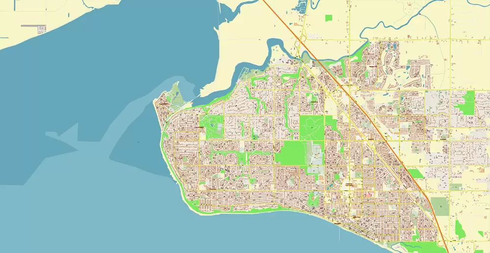 Vancouver Canada large area Map Vector Exact High Detailed City Plan editable Adobe Illustrator Street Map in layers