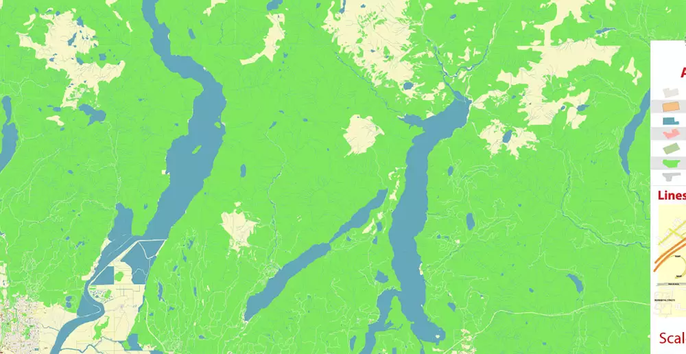 Vancouver Canada large area Map Vector Exact High Detailed City Plan editable Adobe Illustrator Street Map in layers