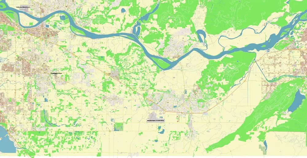 Vancouver Canada large area Map Vector Exact High Detailed City Plan editable Adobe Illustrator Street Map in layers