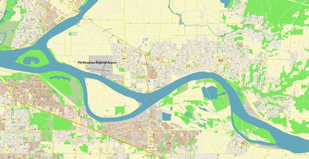 Vancouver Canada large area Map Vector Exact High Detailed City Plan editable Adobe Illustrator Street Map in layers