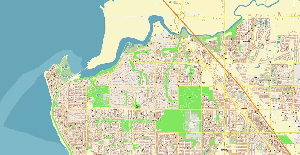 Vancouver Canada large area Map Vector Exact High Detailed City Plan editable Adobe Illustrator Street Map in layers
