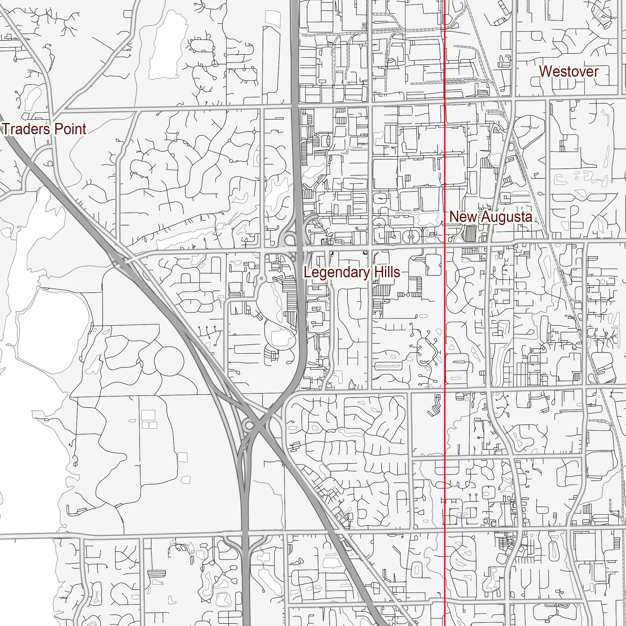 Indianapolis Indiana US Map Vector City Plan Low Detailed (simple white) Street Map editable Adobe Illustrator in layers