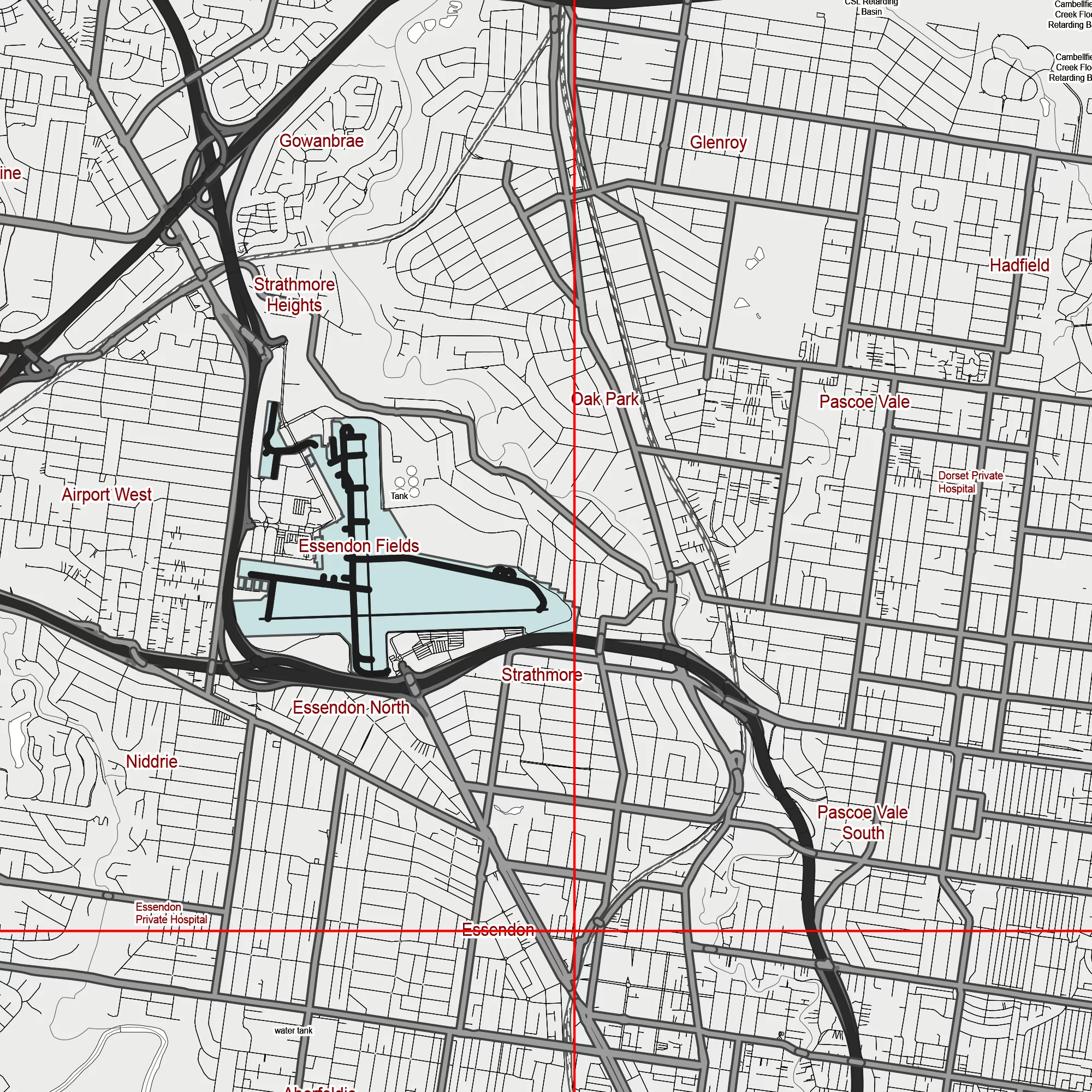 Melbourne Australia Map Vector City Plan Low Detailed (simple white) Street Map editable Adobe Illustrator in layers