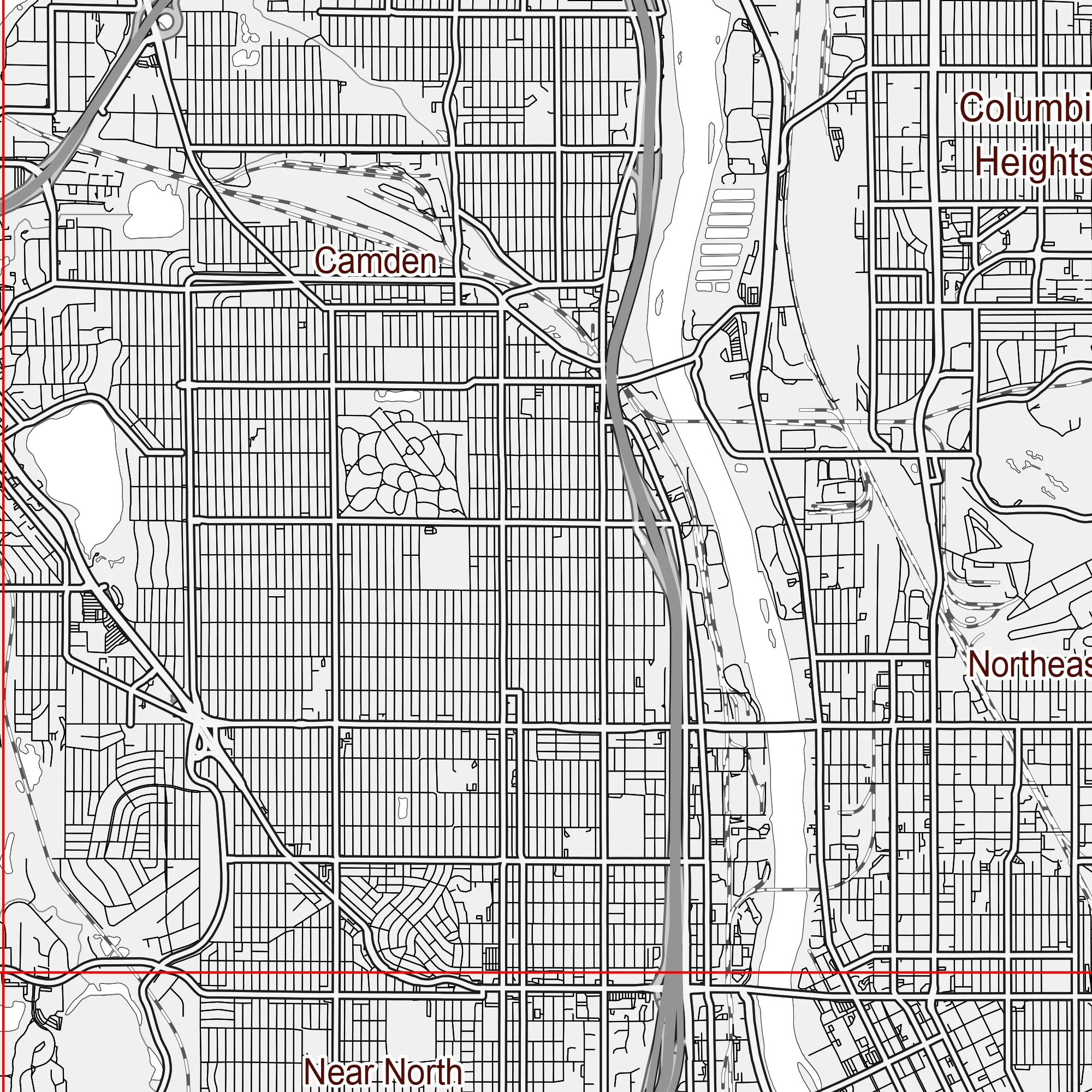 Minneapolis Sent Paul Minnesota US PDF Vector Map: City Plan Low Detailed (simple white) Street Map editable Adobe PDF in layers