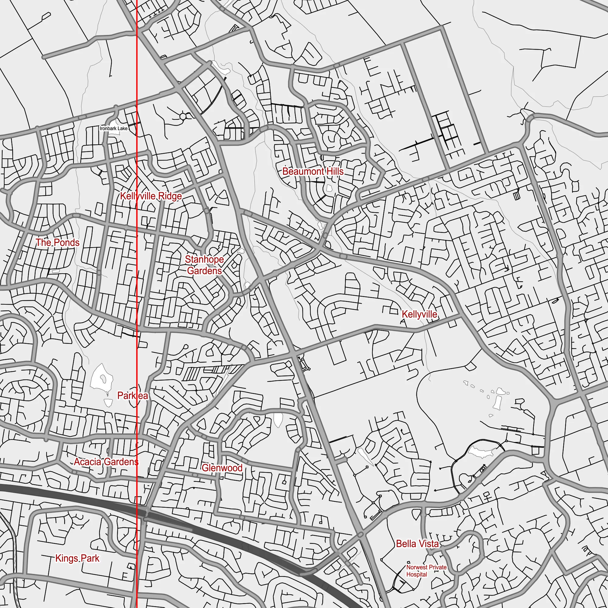 Sydney Australia PDF Vector Map: City Plan Low Detailed (simple BLANK version) Street Map editable Adobe PDF in layers