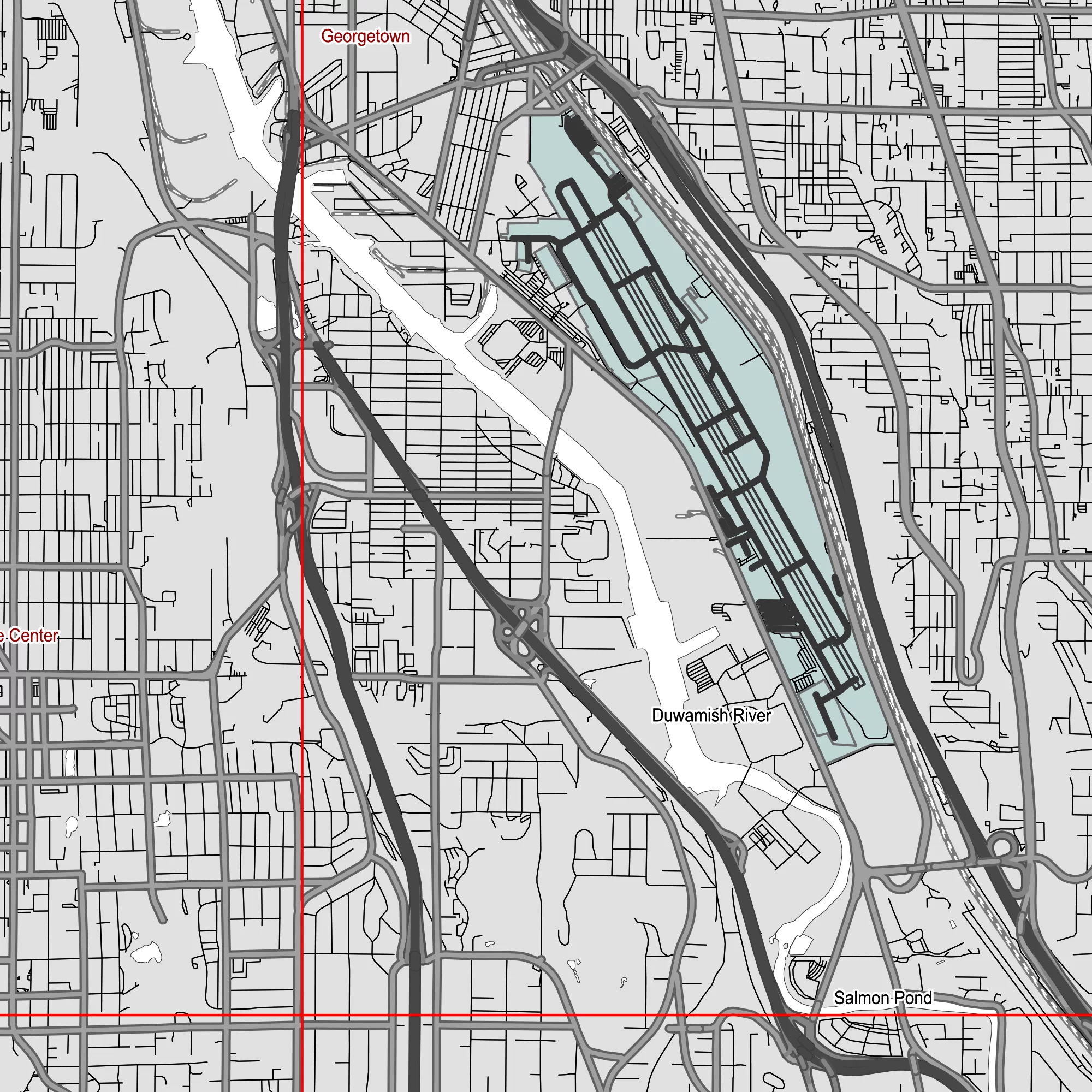 Seattle Washington US PDF Vector Map: City Plan Low Detailed (simple white + black hc) Street Map editable Adobe PDF in layers.