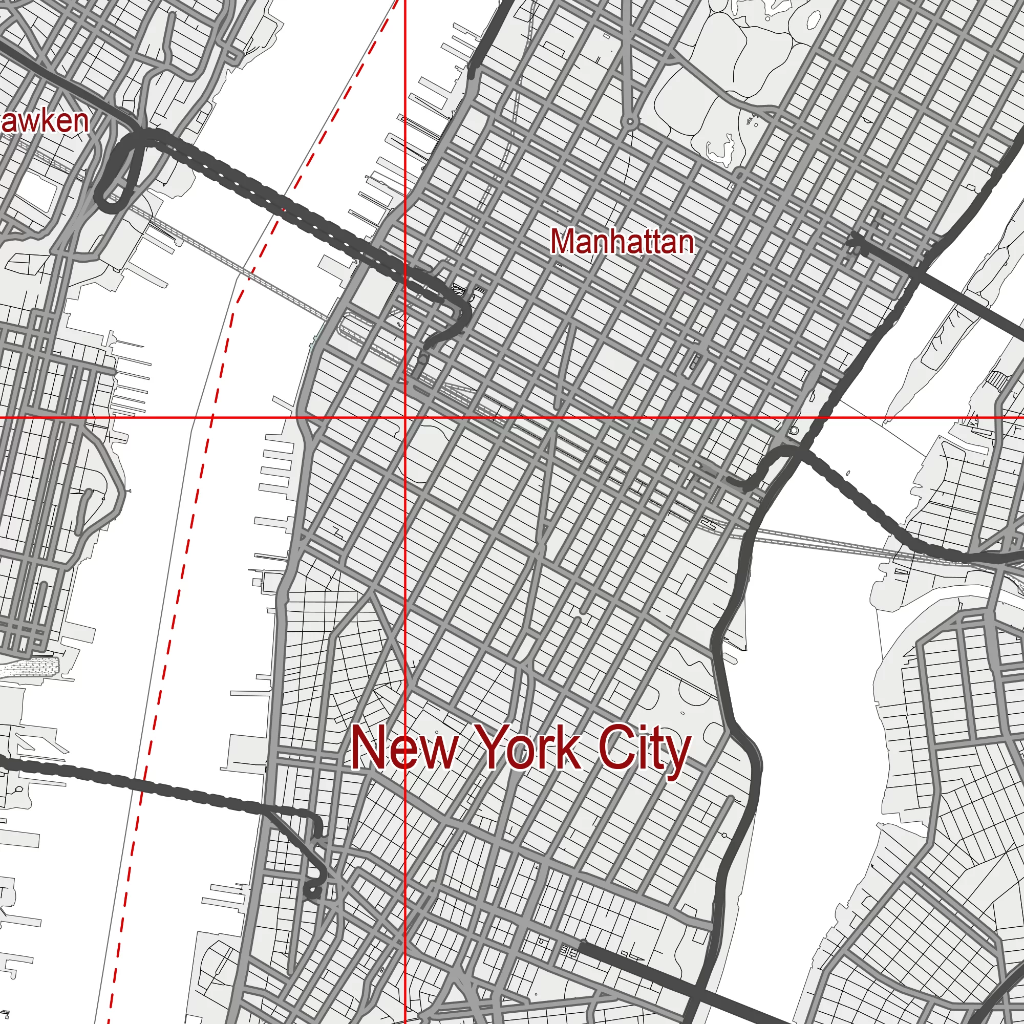 New York City US PDF Vector Map: City Plan Low Detailed (simple white) Street Map editable Adobe PDF in layers