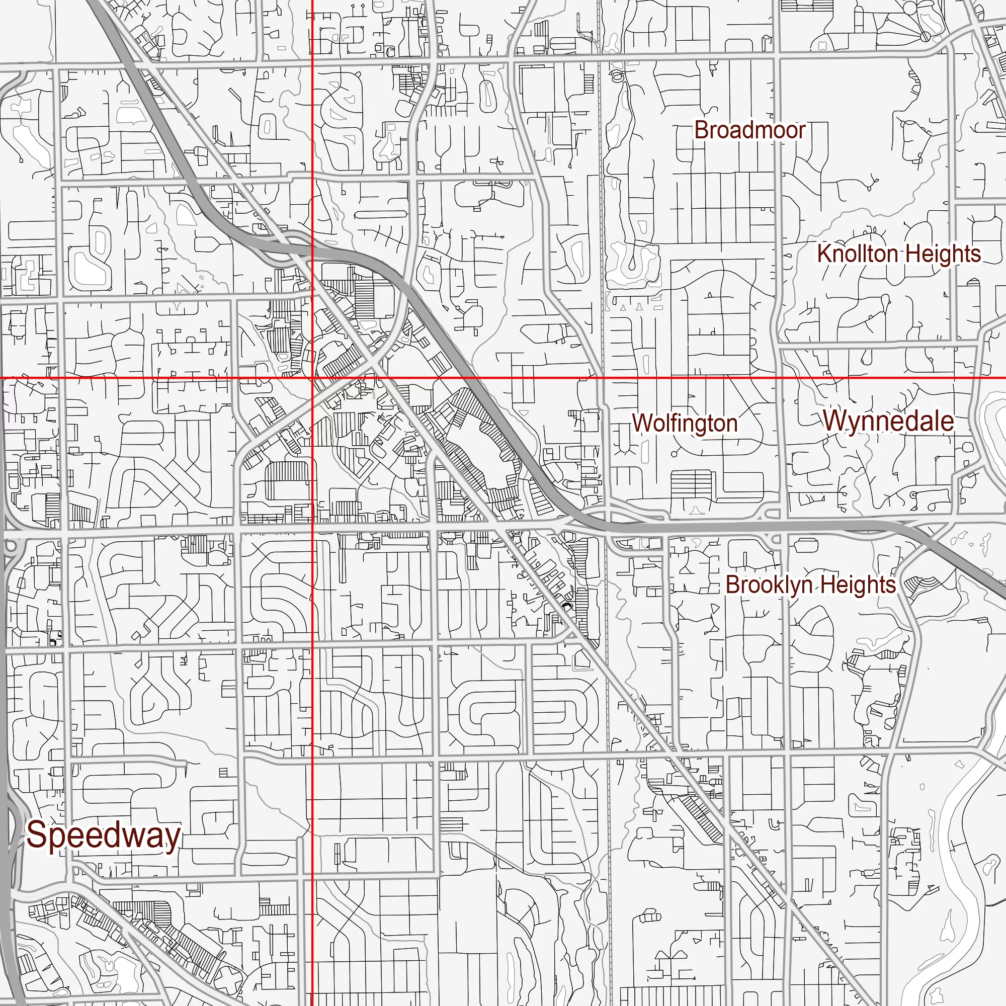 Indianapolis Indiana US Map Vector City Plan Low Detailed (simple white) Street Map editable Adobe Illustrator in layers