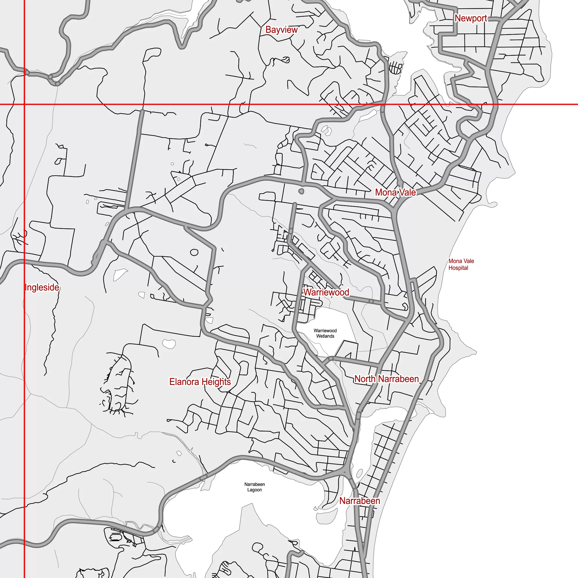 Sydney Australia PDF Vector Map: City Plan Low Detailed (simple BLANK version) Street Map editable Adobe PDF in layers