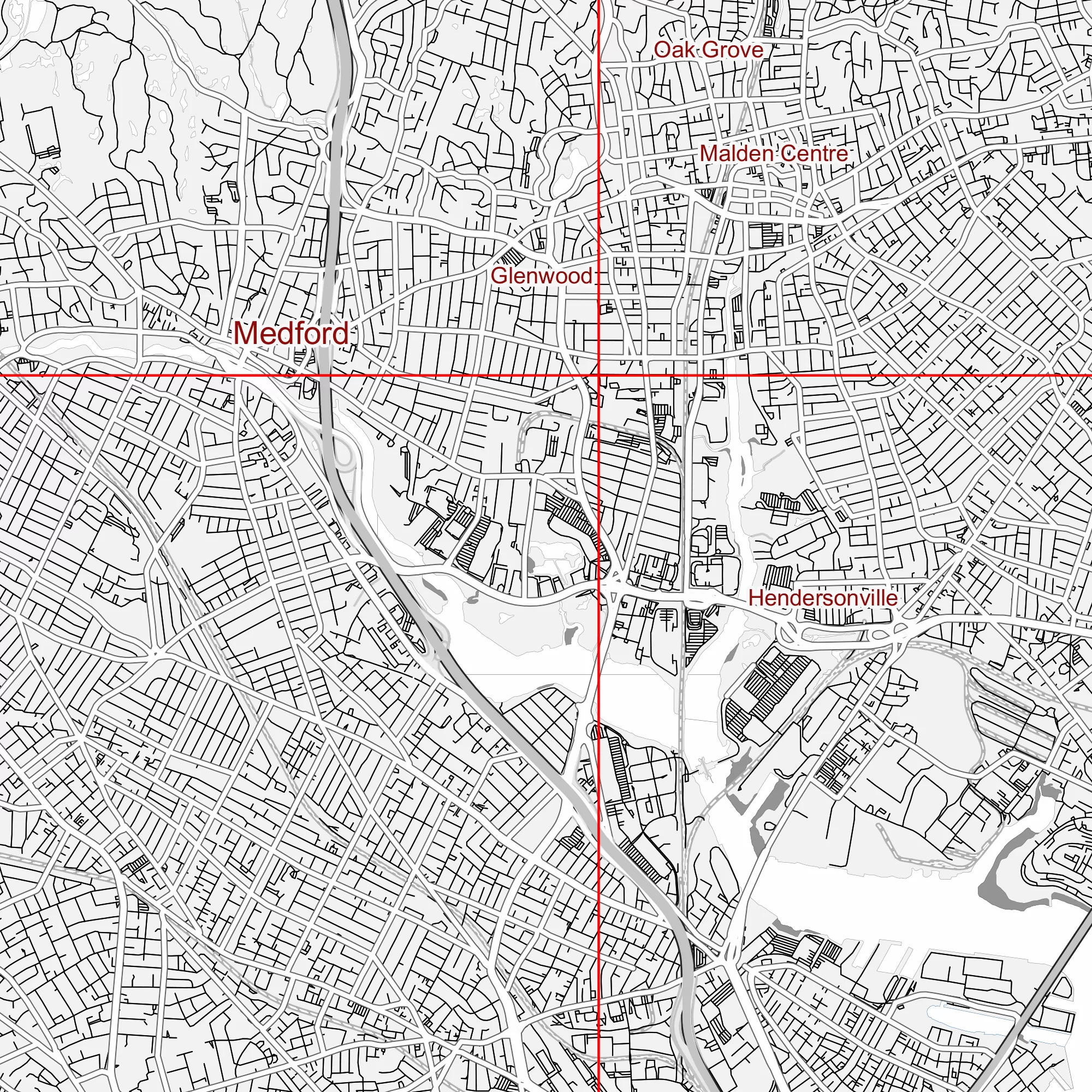 Boston Massachusetts US PDF Vector Map: City Plan Low Detailed (simple white) Street Map editable Adobe PDF in layers