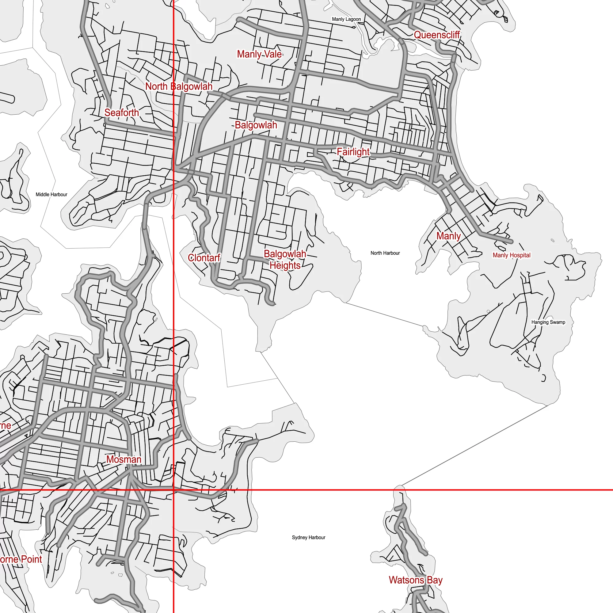 Sydney Australia PDF Vector Map: City Plan Low Detailed (simple BLANK version) Street Map editable Adobe PDF in layers