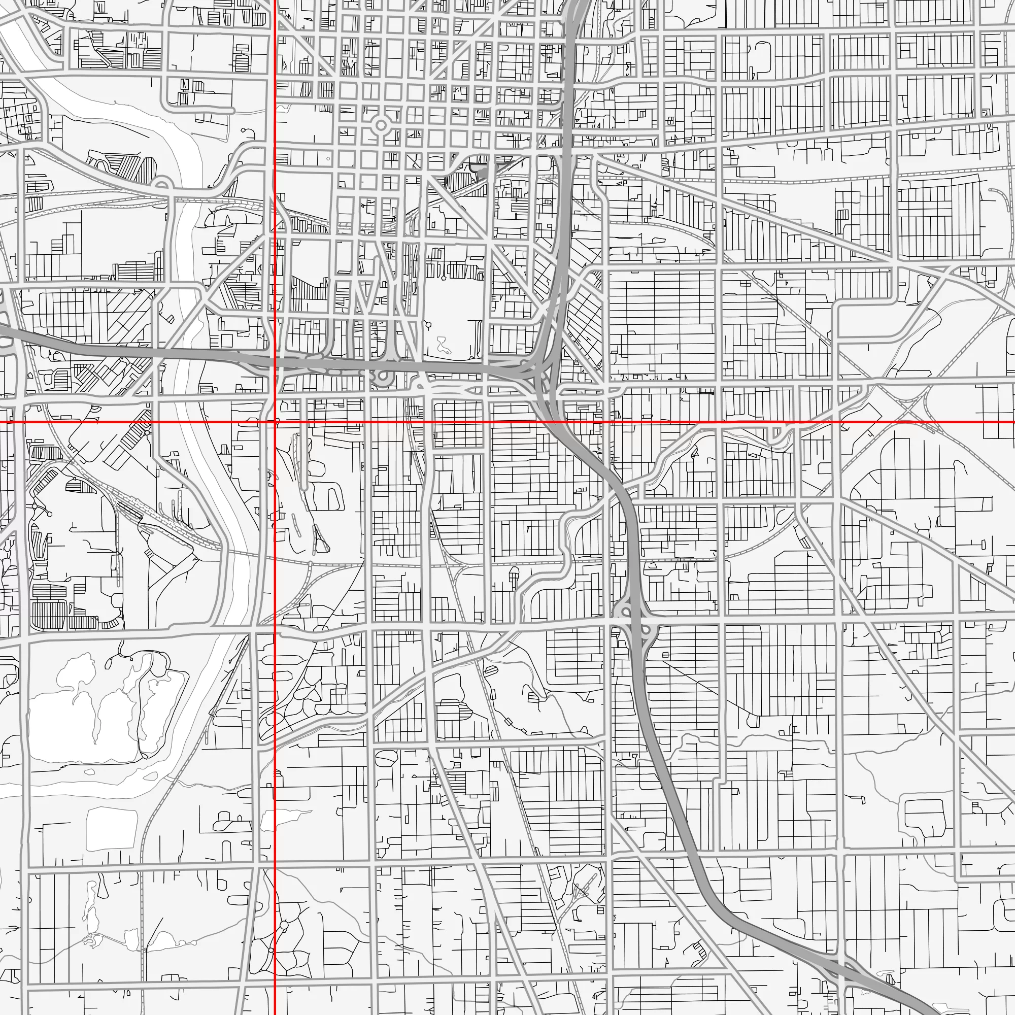 Indianapolis Indiana US Map Vector City Plan Low Detailed (simple white) Street Map editable Adobe Illustrator in layers