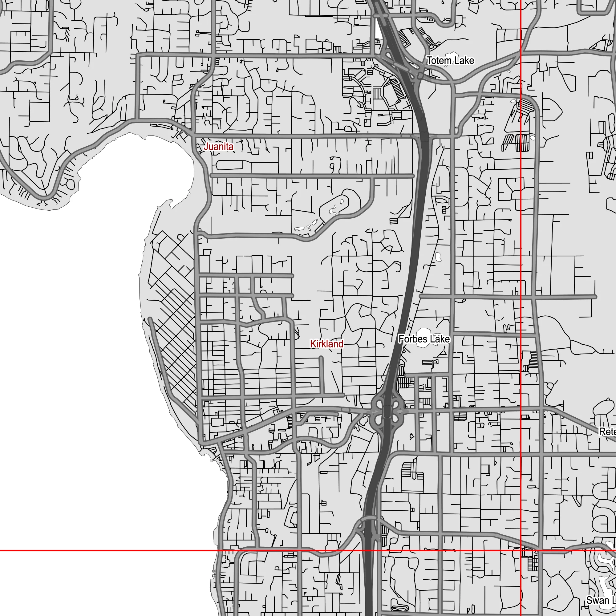 Seattle Washington US PDF Vector Map: City Plan Low Detailed (simple white + black hc) Street Map editable Adobe PDF in layers.