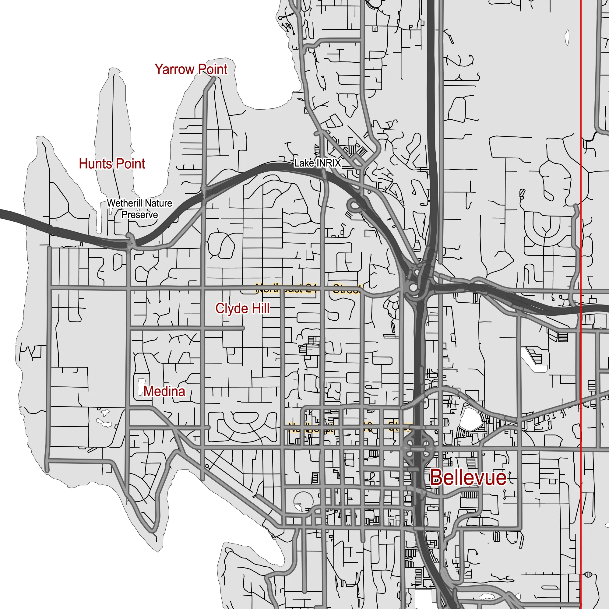 Seattle Washington US PDF Vector Map: City Plan Low Detailed (simple white + black hc) Street Map editable Adobe PDF in layers.