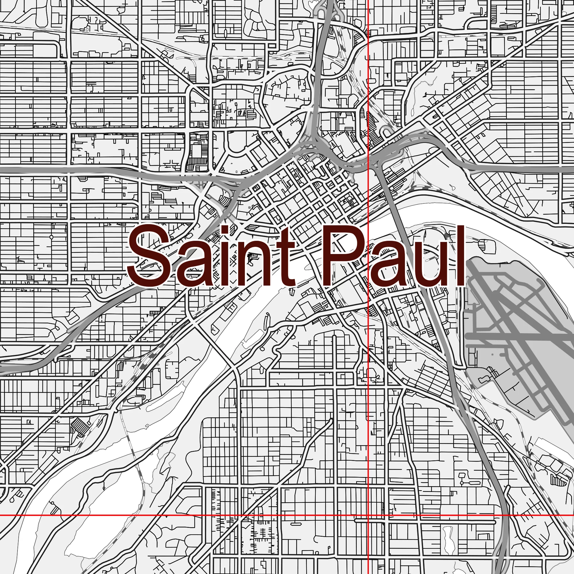 Minneapolis Sent Paul Minnesota US PDF Vector Map: City Plan Low Detailed (simple white) Street Map editable Adobe PDF in layers