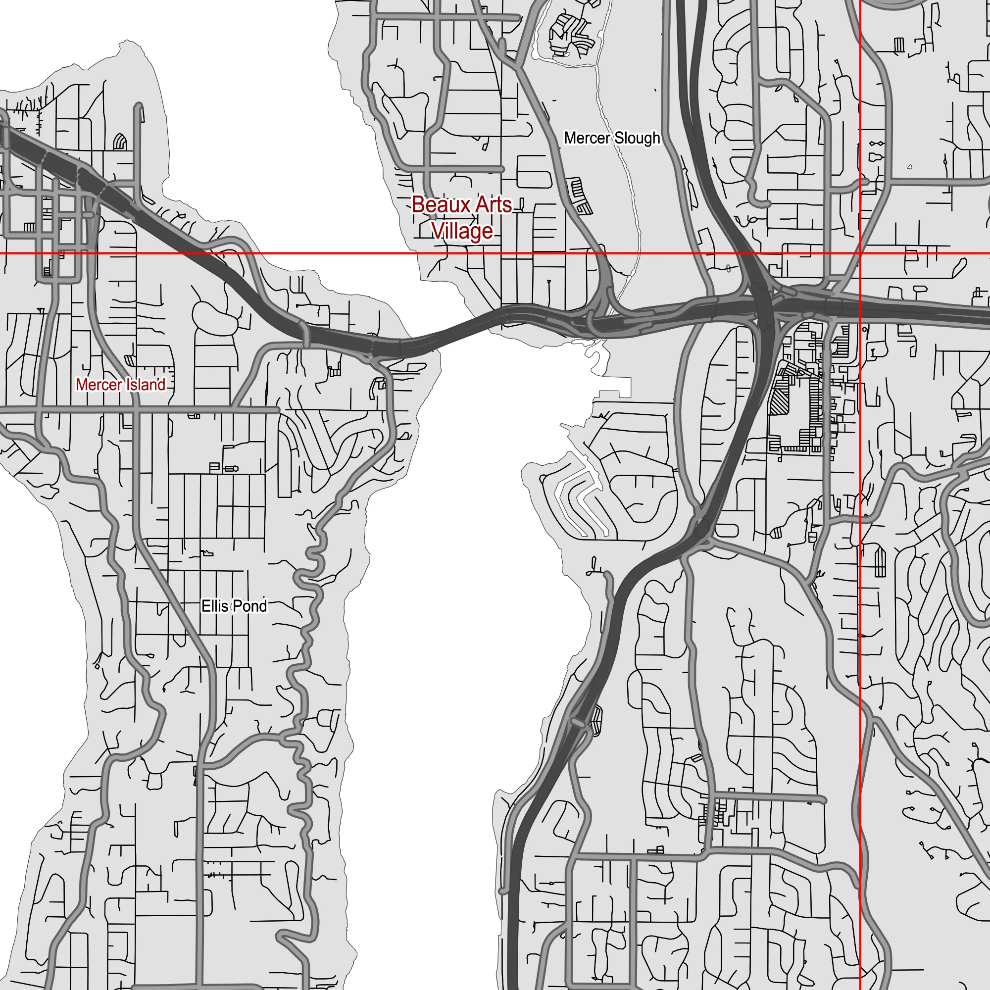 Seattle Washington US PDF Vector Map: City Plan Low Detailed (simple white + black hc) Street Map editable Adobe PDF in layers.