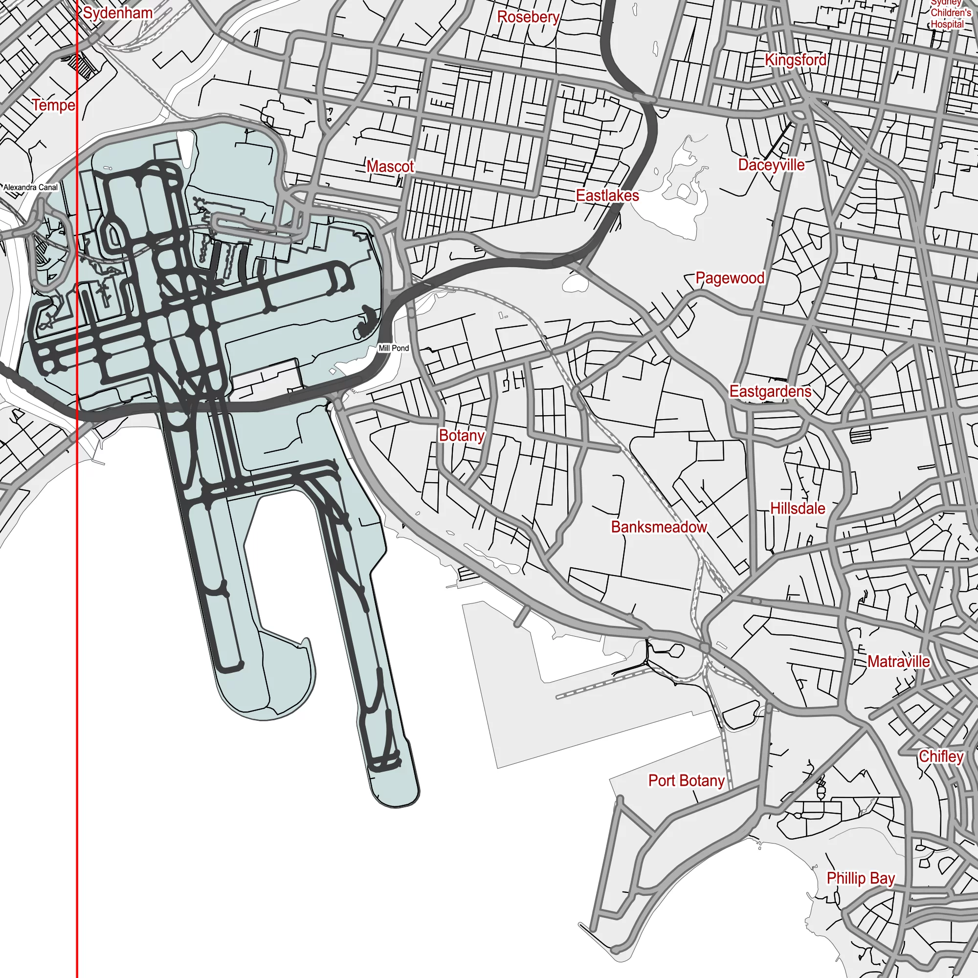 Sydney Australia PDF Vector Map: City Plan Low Detailed (simple BLANK version) Street Map editable Adobe PDF in layers