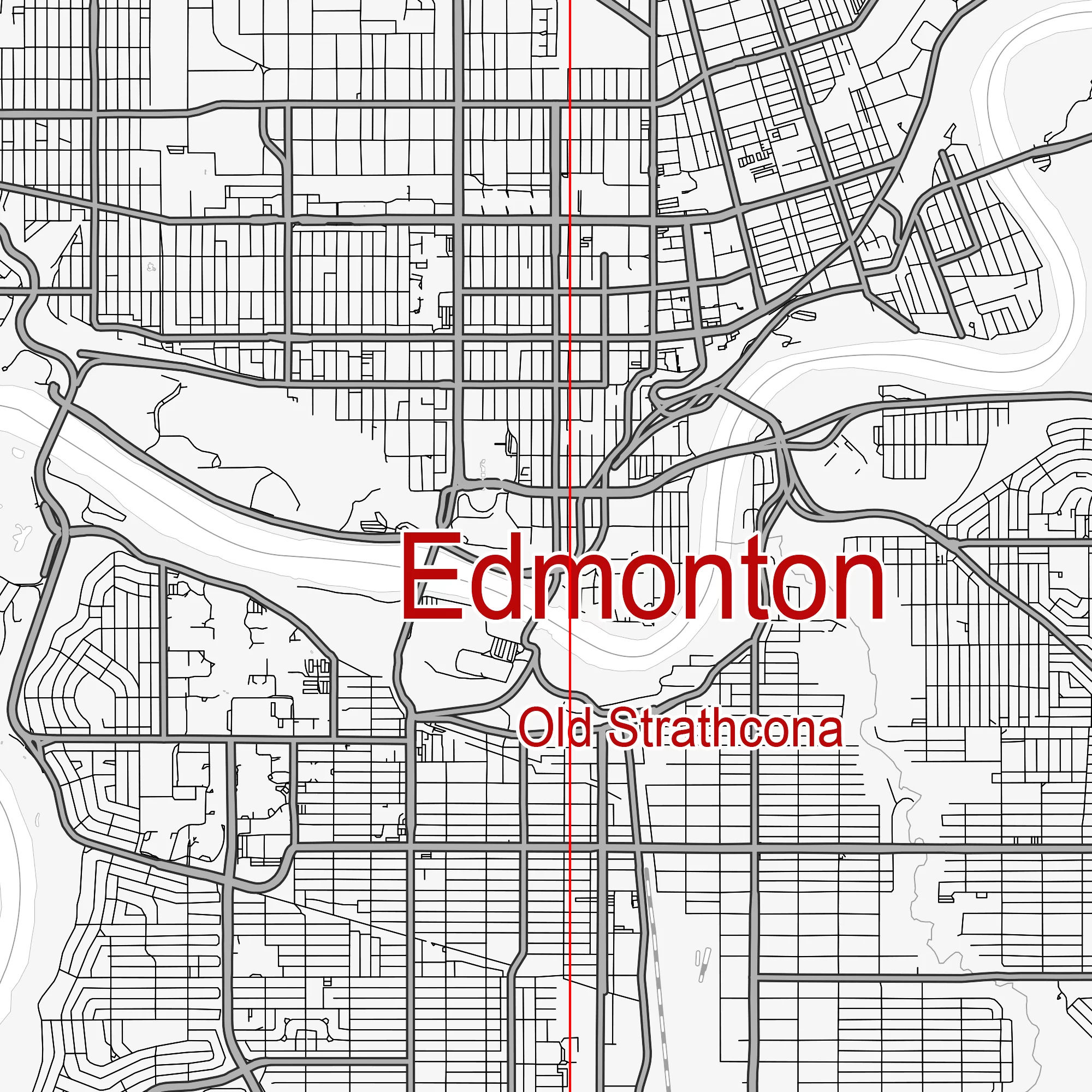 Edmonton Canada Map Vector City Plan Low Detailed (simple white) Street Map editable Adobe Illustrator in layers