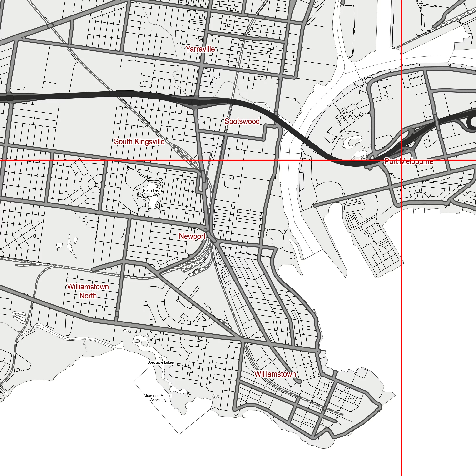 Melbourne Australia Map Vector City Plan Low Detailed (simple white) Street Map editable Adobe Illustrator in layers