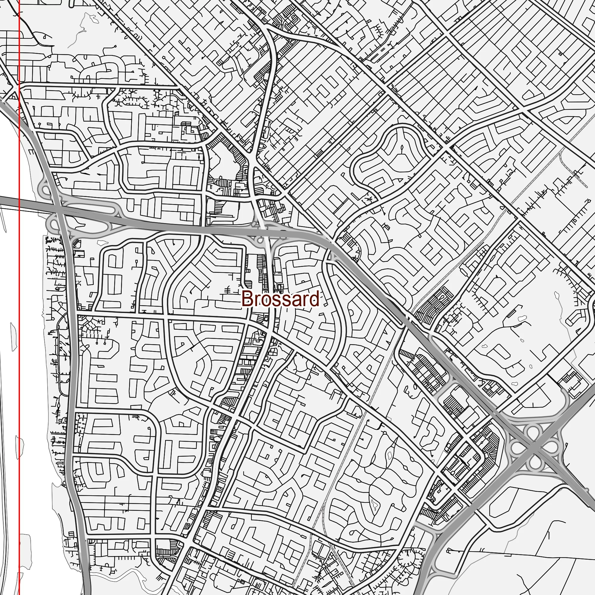 Montreal Quebec Canada PDF Vector Map: City Plan Low Detailed (simple white) Street Map editable Adobe PDF in layers