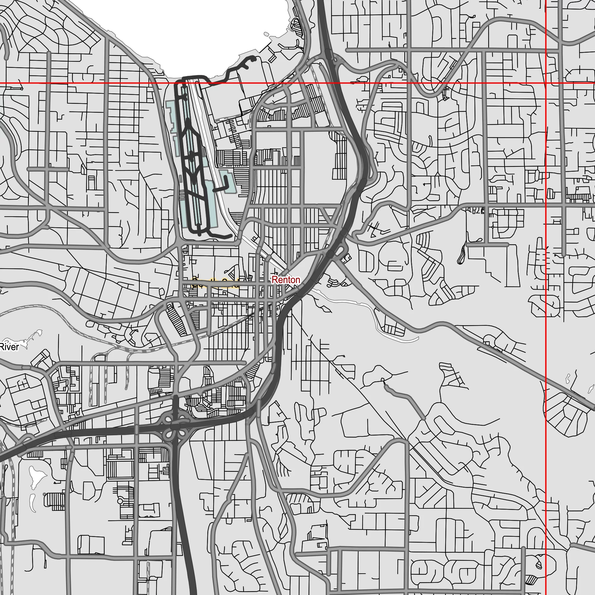 Seattle Washington US PDF Vector Map: City Plan Low Detailed (simple white + black hc) Street Map editable Adobe PDF in layers.