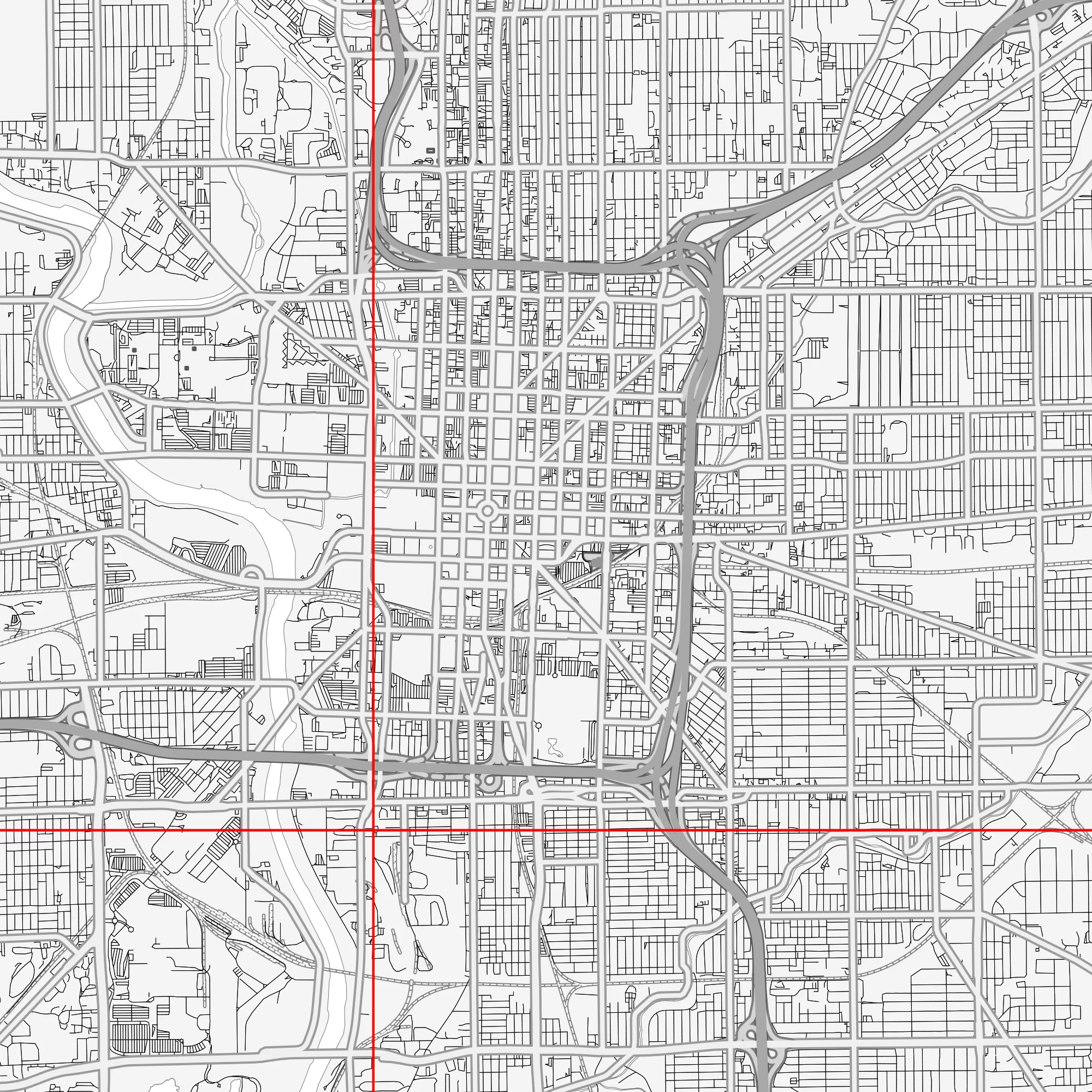 Indianapolis Indiana US Map Vector City Plan Low Detailed (simple white) Street Map editable Adobe Illustrator in layers