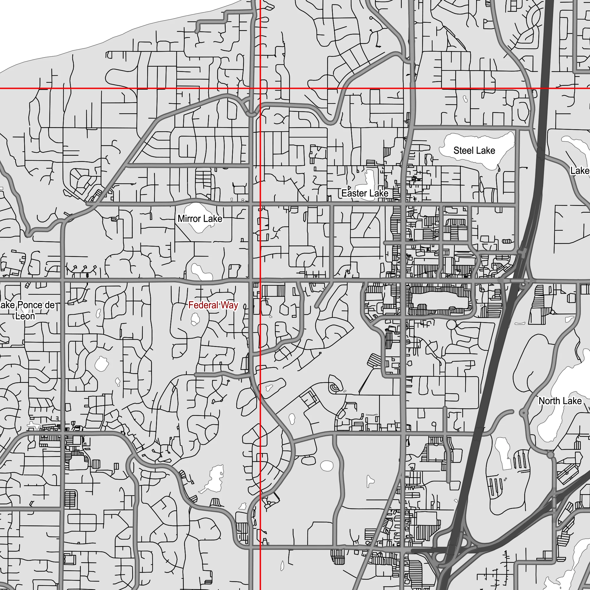 Seattle Washington US PDF Vector Map: City Plan Low Detailed (simple white + black hc) Street Map editable Adobe PDF in layers.