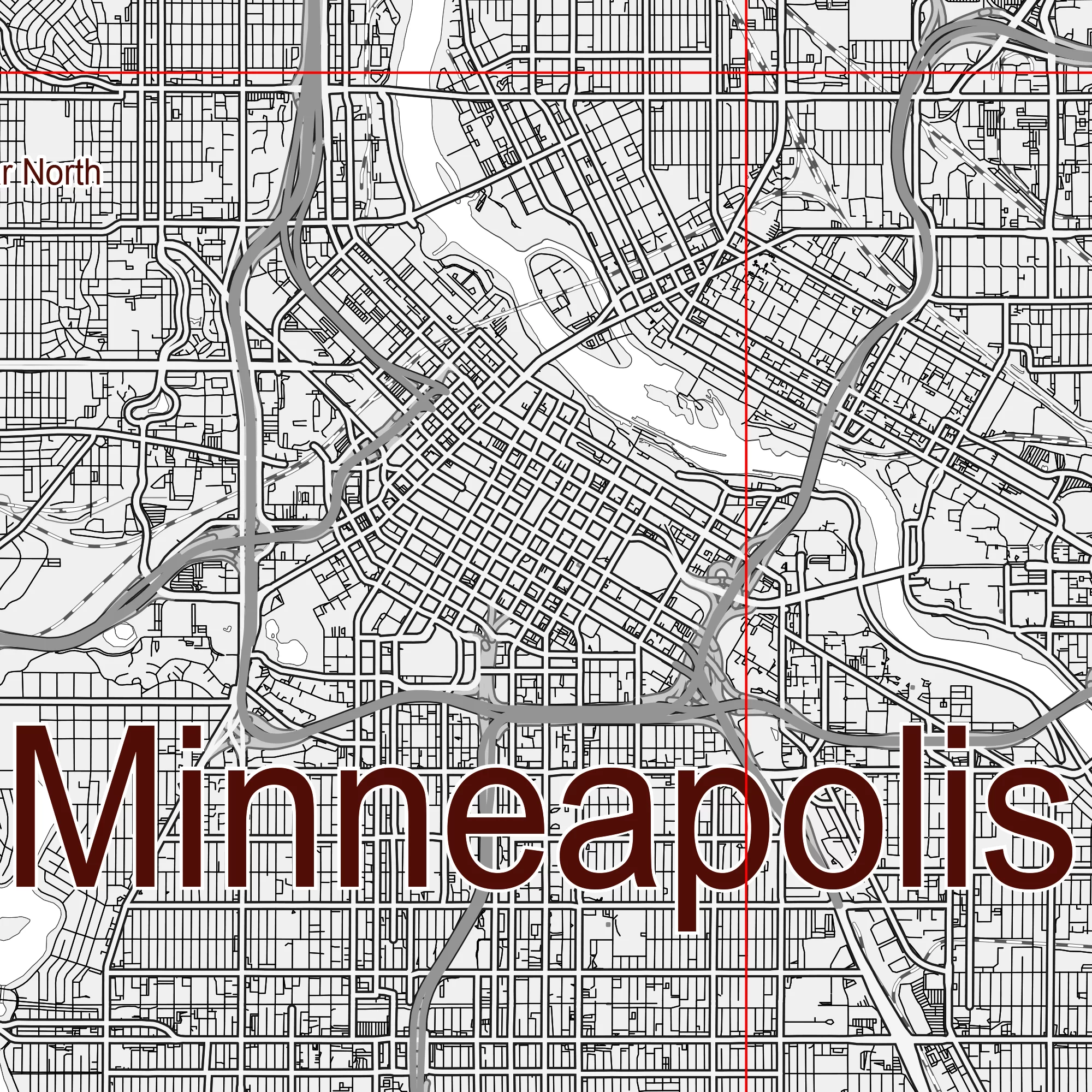 Minneapolis Sent Paul Minnesota US PDF Vector Map: City Plan Low Detailed (simple white) Street Map editable Adobe PDF in layers