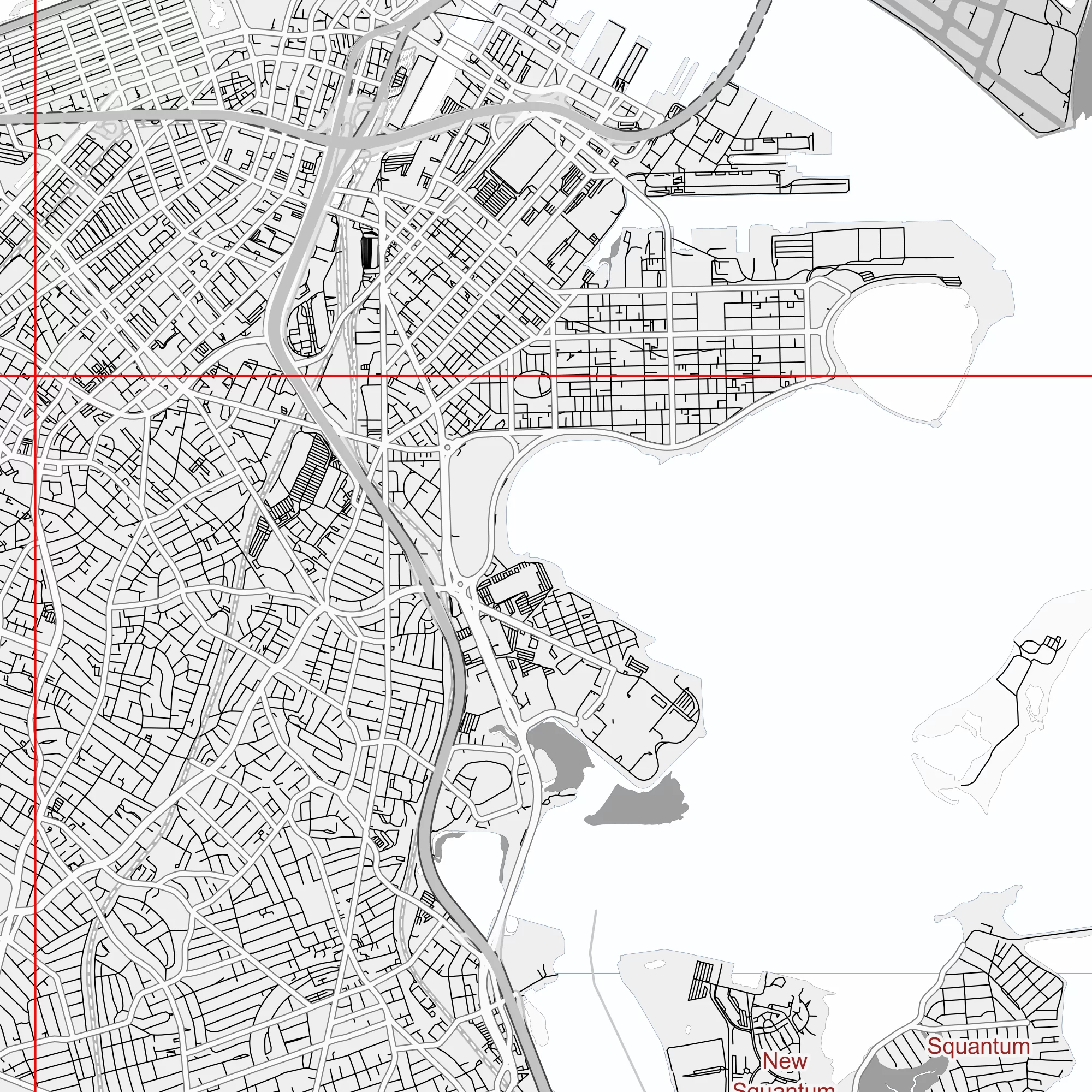 Boston Massachusetts US PDF Vector Map: City Plan Low Detailed (simple white) Street Map editable Adobe PDF in layers