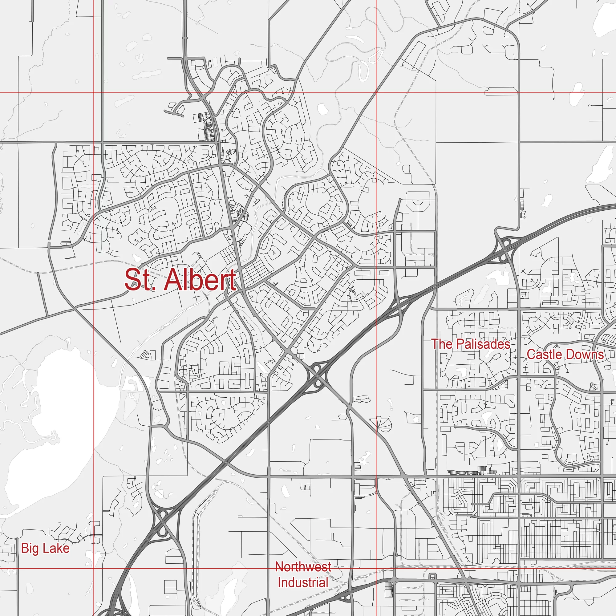 Edmonton Canada Map Vector City Plan Low Detailed (simple white) Street Map editable Adobe Illustrator in layers