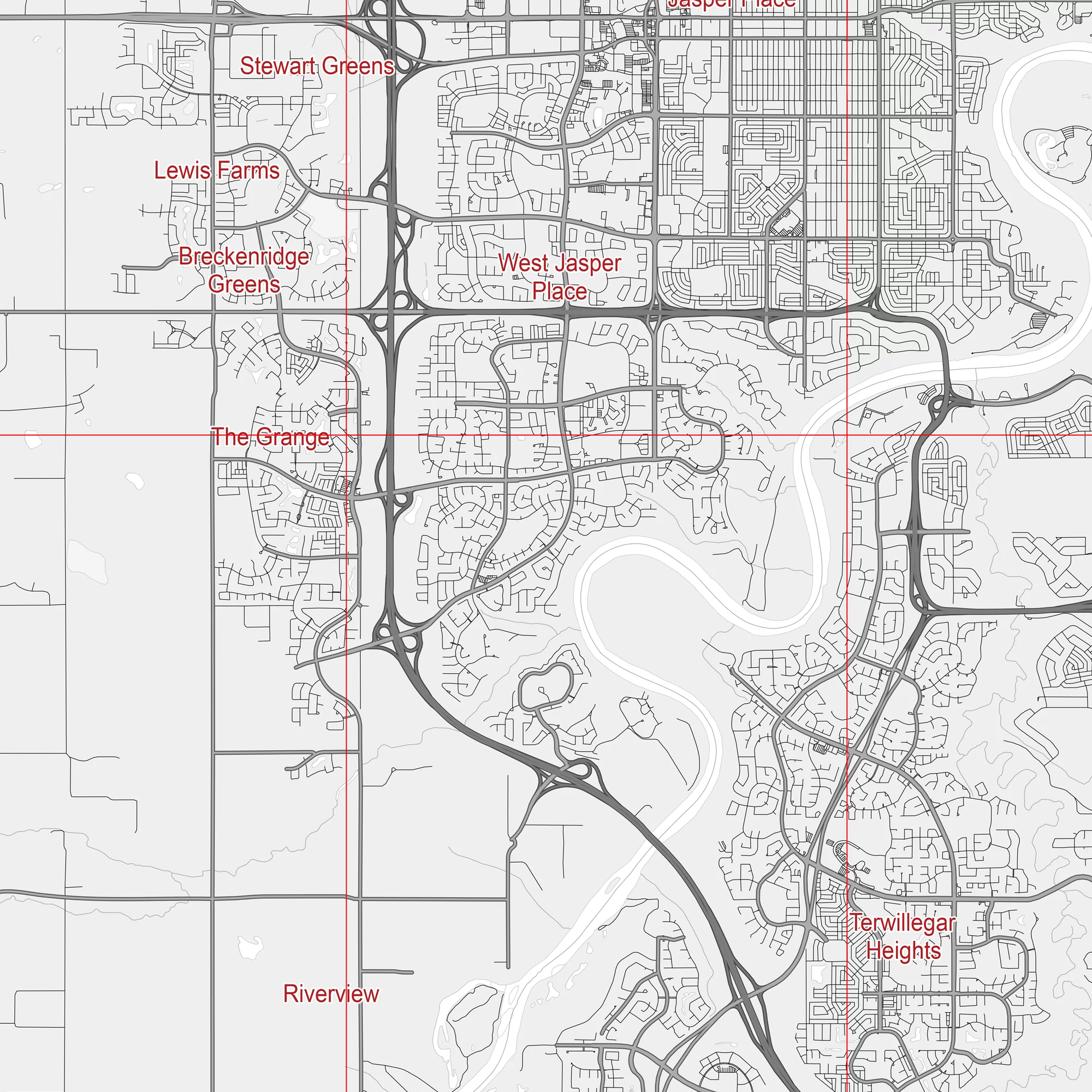 Edmonton Canada Map Vector City Plan Low Detailed (simple white) Street Map editable Adobe Illustrator in layers