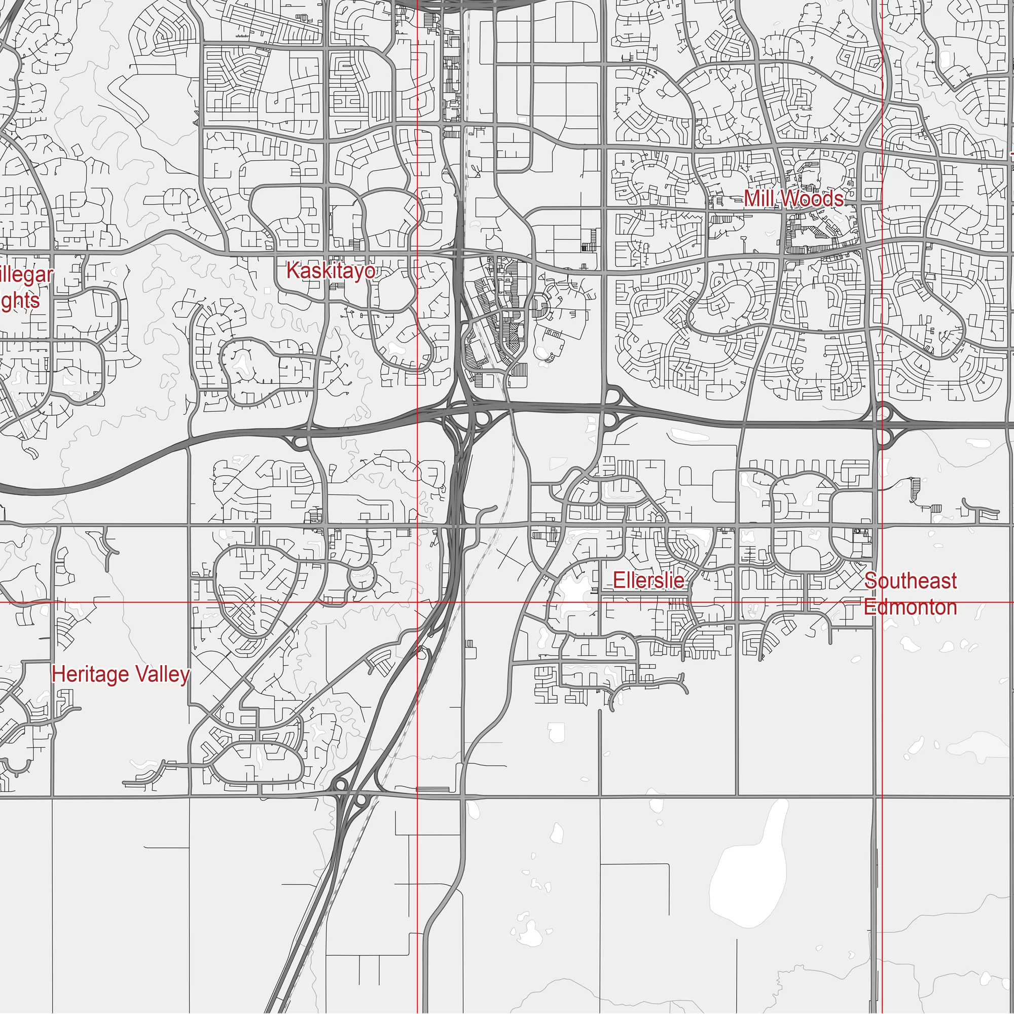 Edmonton Canada Map Vector City Plan Low Detailed (simple white) Street Map editable Adobe Illustrator in layers