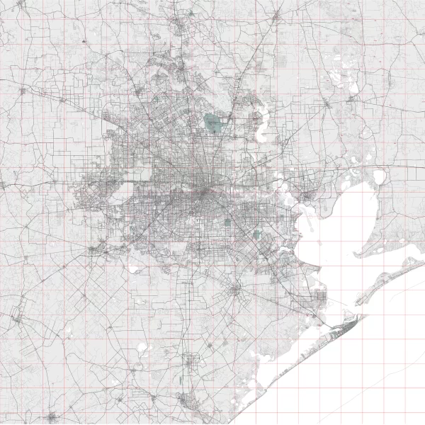 Houston Texas US Map Vector City Plan Low Detailed (simple white) Street Map editable Adobe Illustrator in layers