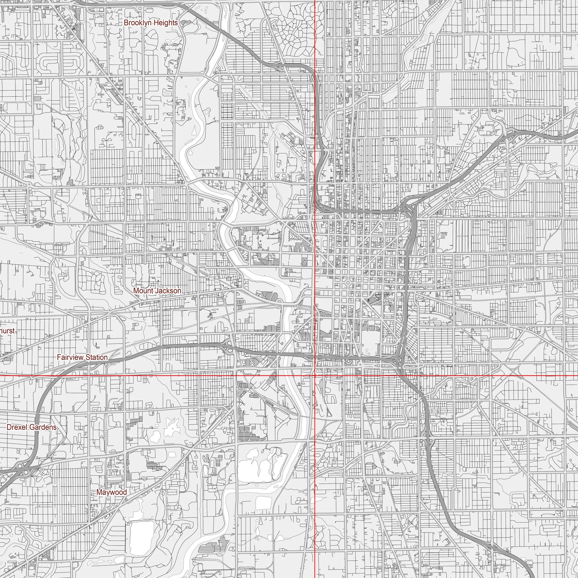 Indianapolis Indiana US Map Vector City Plan Low Detailed (simple white) Street Map editable Adobe Illustrator in layers