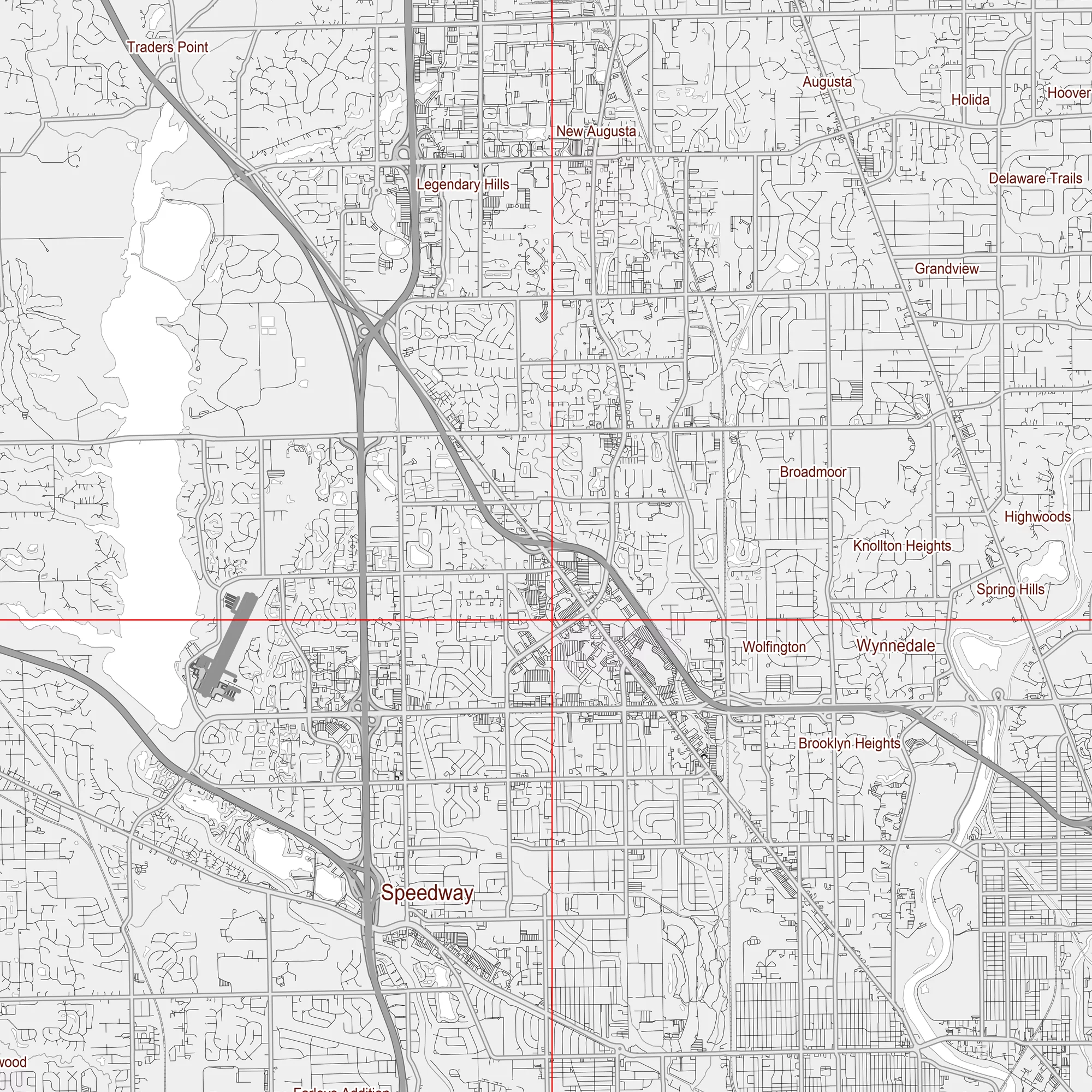 Indianapolis Indiana US Map Vector City Plan Low Detailed (simple white) Street Map editable Adobe Illustrator in layers