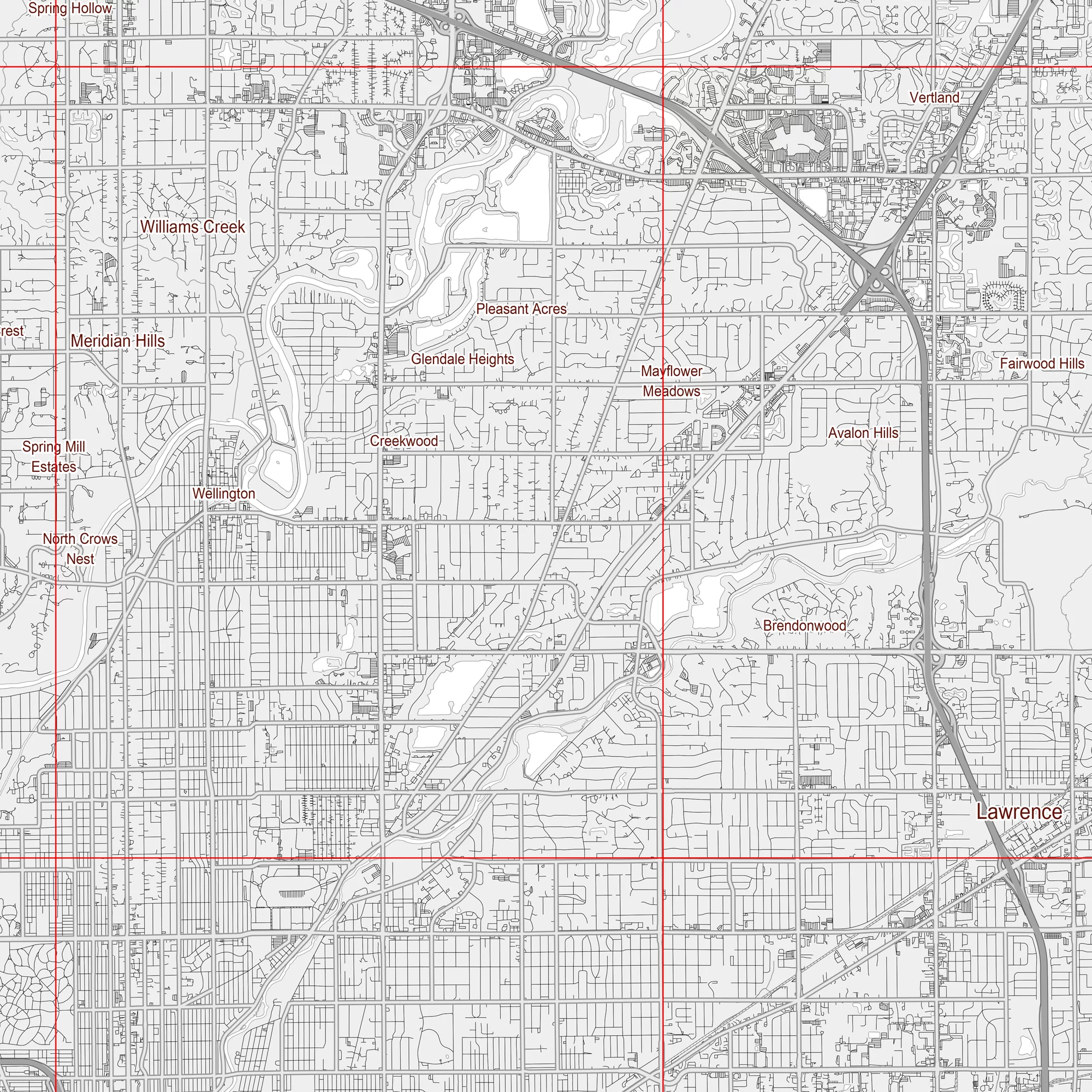 Indianapolis Indiana US Map Vector City Plan Low Detailed (simple white) Street Map editable Adobe Illustrator in layers