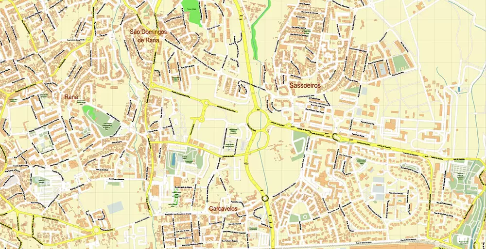 Lisbon (Lisboa) Portugal PDF Vector Map: Exact High Detailed City Plan editable Adobe PDF Street Map in layers