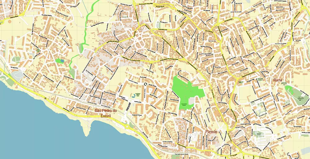 Lisbon (Lisboa) Portugal PDF Vector Map: Exact High Detailed City Plan editable Adobe PDF Street Map in layers