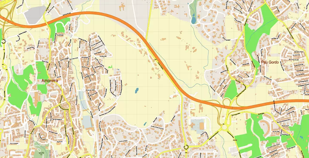 Lisbon (Lisboa) Portugal PDF Vector Map: Exact High Detailed City Plan editable Adobe PDF Street Map in layers