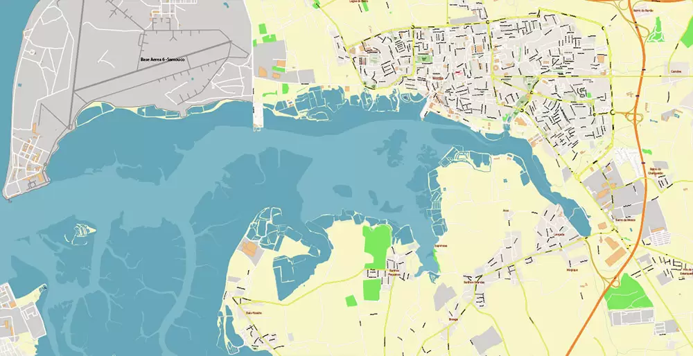 Lisbon (Lisboa) Portugal PDF Vector Map: Exact High Detailed City Plan editable Adobe PDF Street Map in layers