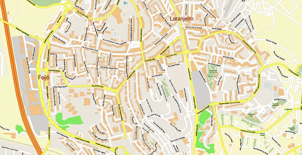 Lisbon (Lisboa) Portugal PDF Vector Map: Exact High Detailed City Plan editable Adobe PDF Street Map in layers