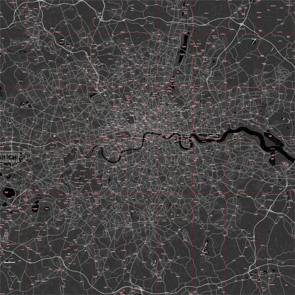 London UK Greater Map Vector City Plan Low Detailed (simple black) Street Map editable Adobe Illustrator in layers