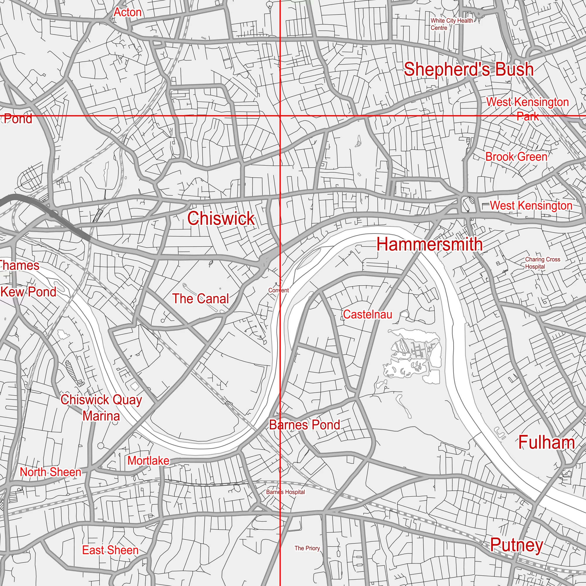 London UK Greater Map Vector City Plan Low Detailed (simple white) Street Map editable Adobe Illustrator in layers